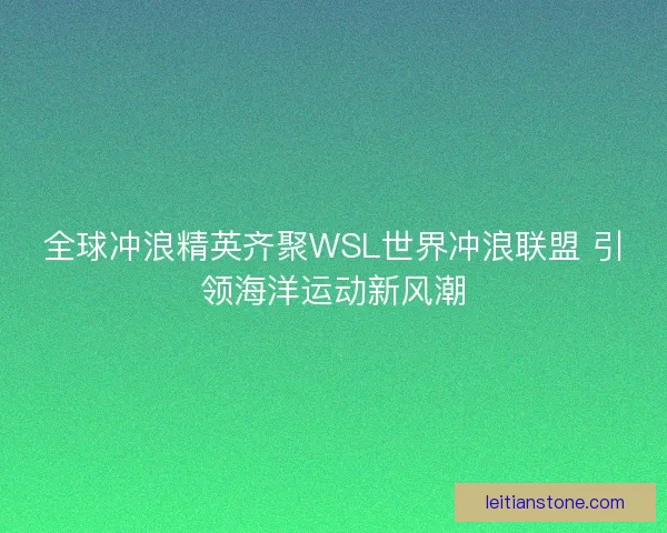 全球冲浪精英齐聚WSL世界冲浪联盟 引领海洋运动新风潮