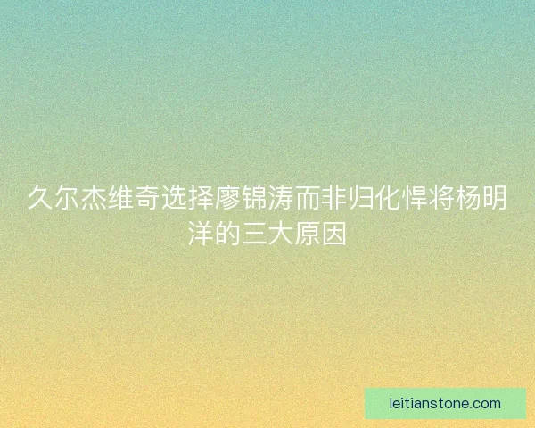 久尔杰维奇选择廖锦涛而非归化悍将杨明洋的三大原因